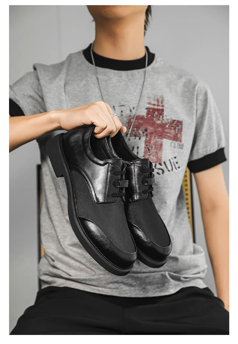 Summer New Leather Shoes Men's Business Hollow Holes Soft Bottom Men's Sandals Formal Wear Breathable Office Dress Shoes for Men