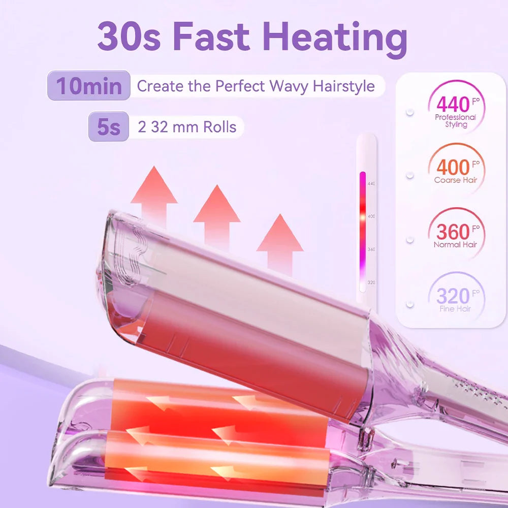 1.25 Inch Deep V-shaped Hair Curling Iron Ghost Waves Wave Perm Tourmaline Hair Curler With Multiple Temperature Her's Gifts