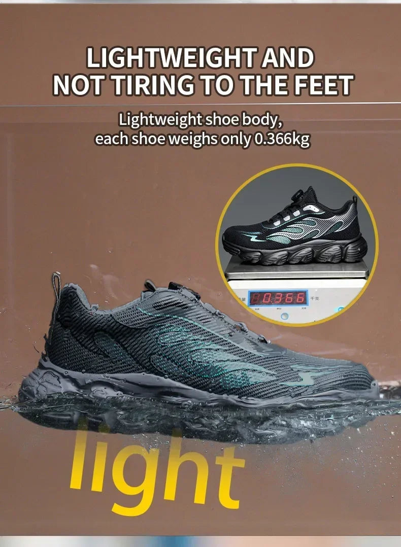 Rotating Button Tactical Boots Men Reflective Steel Toe Shoes Indestructible Work Sneakers Protective Safety Boots Size 47 48