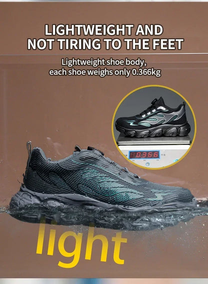 Rotating Button Tactical Boots Men Reflective Steel Toe Shoes Indestructible Work Sneakers Protective Safety Boots Size 47 48