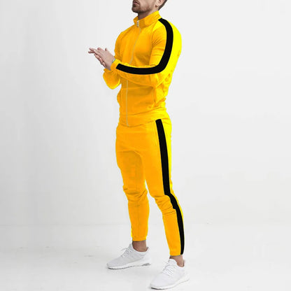 2025 autumn and winter new casual men's sports suits, color matching men's clothing, casual suits hooded trendy sports