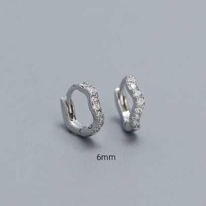 925 Sterling Silver Fashion Statement Gold Wavy Geometry Huggies Hoop Earrings for Women Bohemian Jewelry Ear Buckle Gift