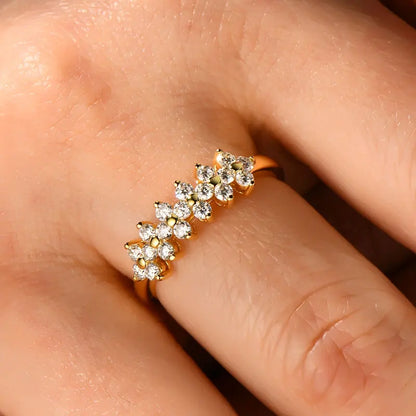 2mm Moissanite Ring With Certificate 925 Sterling Silver Cluster Flower Wedding Rings For Women 14k Gold Plated Jewelry