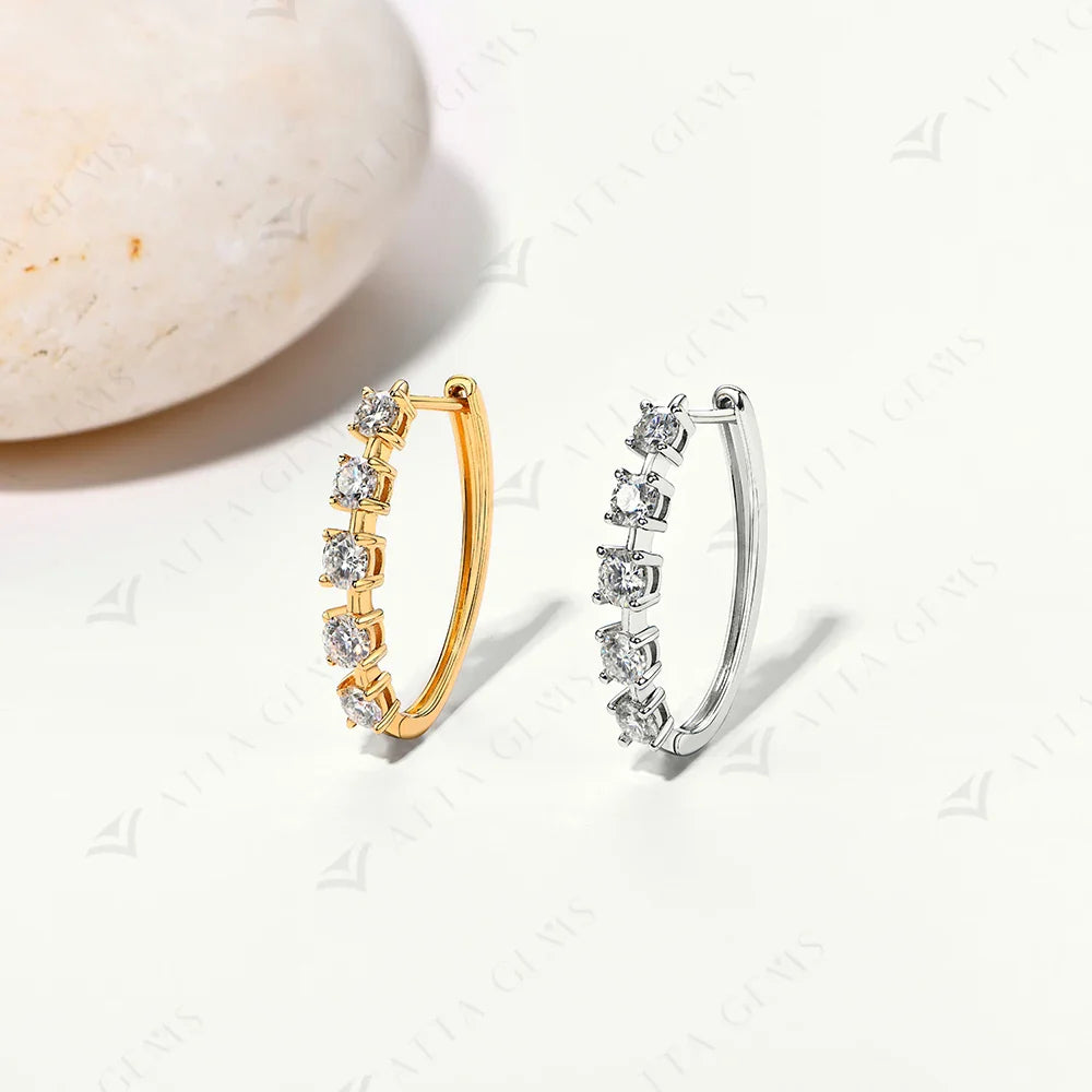 D VVS1 Moissanite Diamond Earrings S925 Sterling Silver 18K Gold Plated 4-Claws Eardrop For Women Wedding Party Jewelry