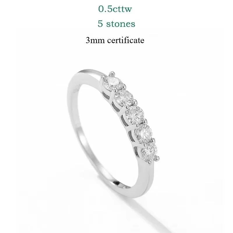 0.7CT 3mm Gemstone Moissanite Rings for Women S925 Silver Matching Wedding Diamonds Band Stackable Ring White Gold Gift