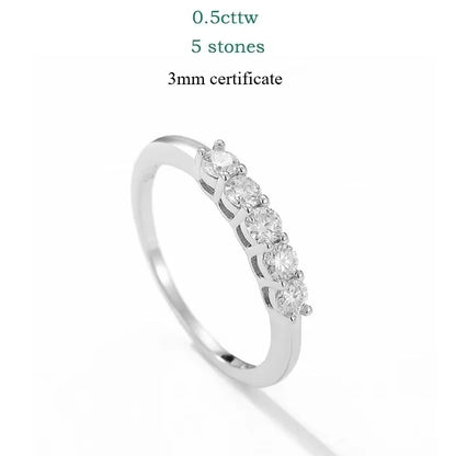 0.7CT 3mm Gemstone Moissanite Rings for Women S925 Silver Matching Wedding Diamonds Band Stackable Ring White Gold Gift