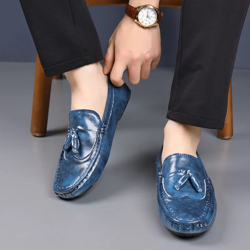Sapatos Masculinos Loafers Confortáveis Slip-on Mocassins para Dirigir Calçados Masculinos Marca Marrom de Couro Sapatilhas Casuais para Homens