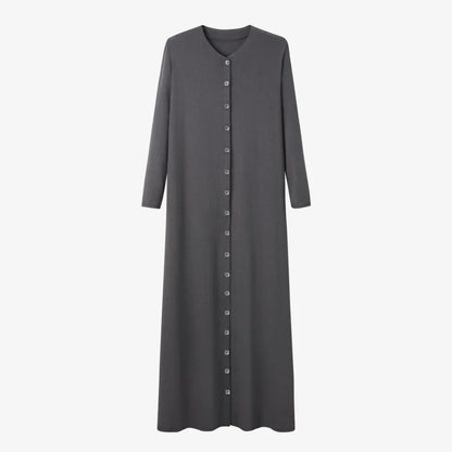 Maxi dress woman fashion V neck comfortable button dress