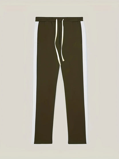 2025 Spring Autumn Men's 2-Piece Set Color Blocking Zipper Stand Collar Casual Sports Jacket Sweatshirt Trousers Suit
