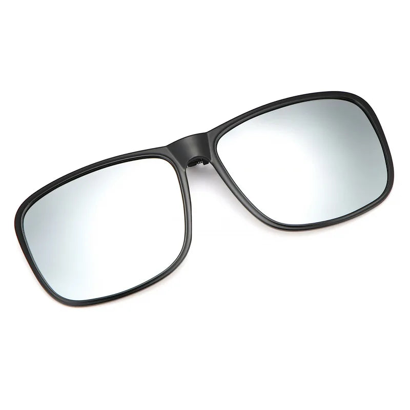 Clip Polarized Sunglasses Square Men Clip On Glasses Flip-up Frames Sunglasses Covers Blue Night Vision Color Lens 2025