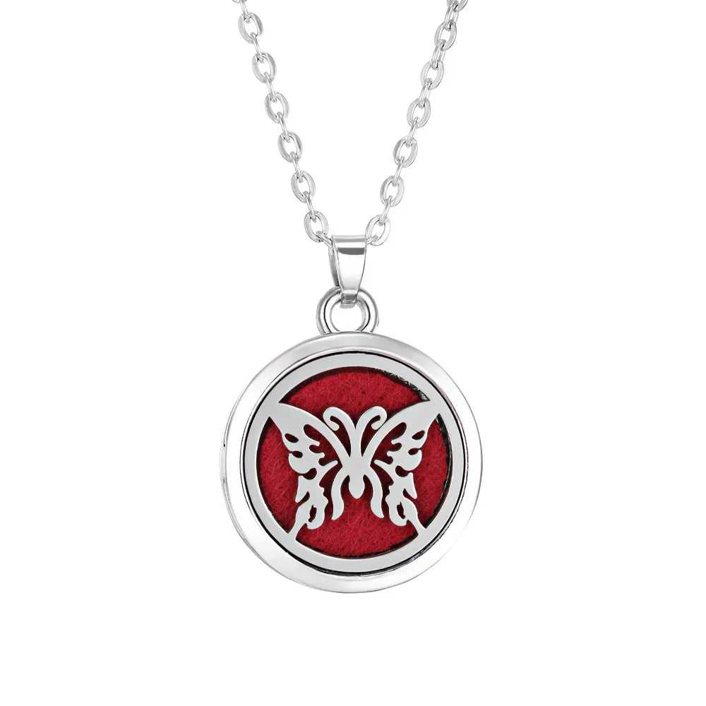 Tree of Life Aromatherapy Necklace Perfume Essential Oil Diffuser Alloy Stainless Steel  Locket Pendant Aroma Diffuser Necklace