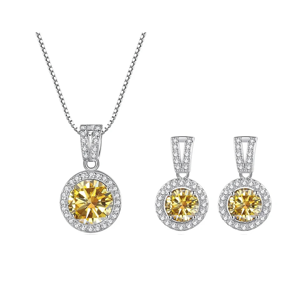 2ct total Moissanite Jewelry Set Sterling Silver 925 Necklace Earrings Fine Jewerly Wedding Set Pass Dismond Tester