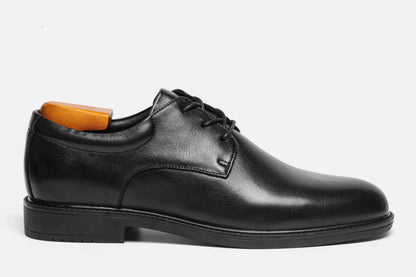 Men's Black Formal Dress Shoes Genuine Cow Leather Derby Shoes Pigskin Lined Ultra Soft Rubber Sole Formal Footwear