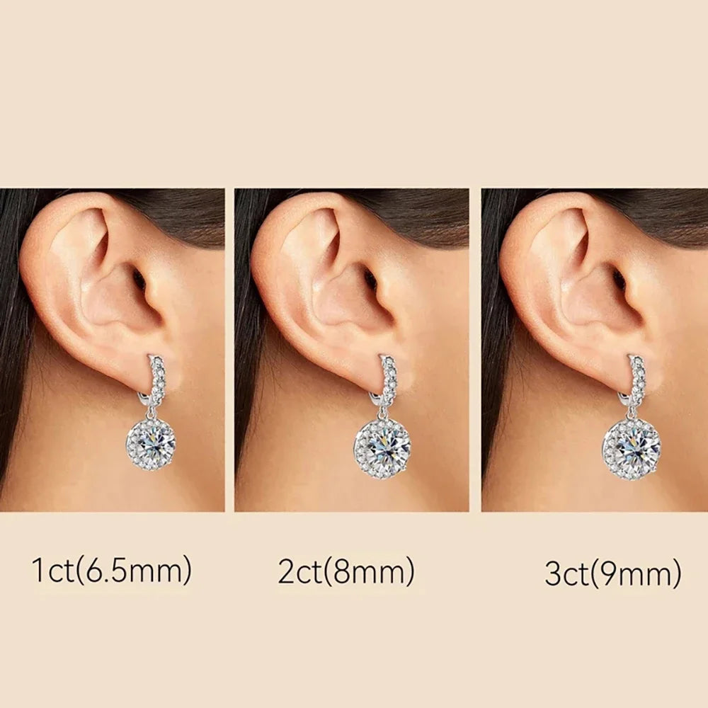 3Carat Moissanite Hoop Earrings With  Certificates Round Sunflower D Color Diamond Drop Earring 925 Silver Earring 2024 Trend