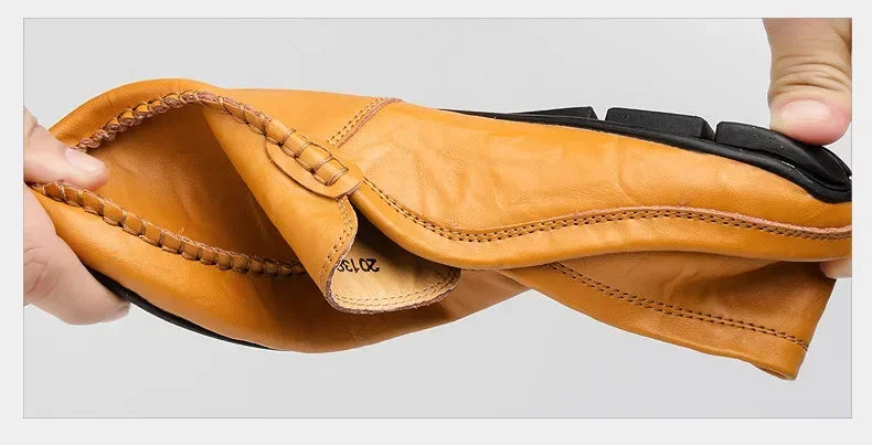 Genuine Leather Men Casual Shoes Luxury Brand Designer Men Loafers Moccasins Breathable Slip on Male Boat Shoes Plus Size 37-47