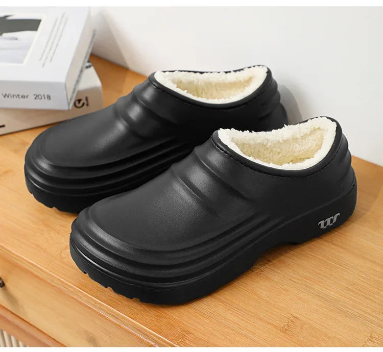 Waterproof Cotton Chef Shoes For Men Anti-Slip Work Footwear Warm Comfortable Kitchen Specialized Shoes With EVA Outsole