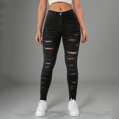 Women High Waist Patchwork Pocket Casual Slim Pencil Pants