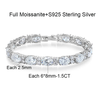Luxury Oval Cut Moissanite Tennis Bracelets S925 Sterling Silver Pass Tester Lab Diamond Hand Chain Wedding Fine Jewelry