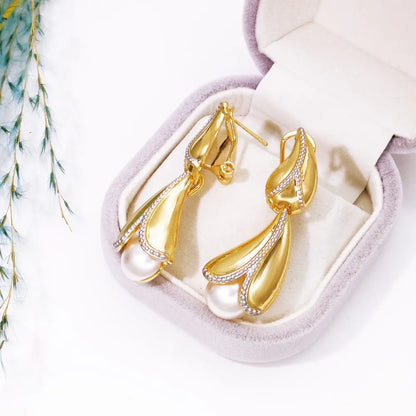 4Pcs Freshwater Pearl Jewelry Set Unique Italy 18K Gold Plated Water Drop Jewellery For Women Wedding Gift 2025 New