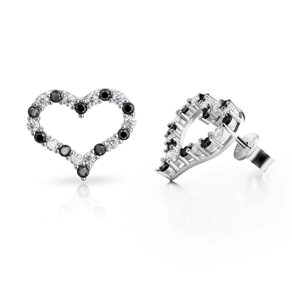 2mm Heart Full Moissanite Diamond Stud Earrings for Women 925 Sterling Silver Plated 18k Gold White Ear Studs Fine Jewelry