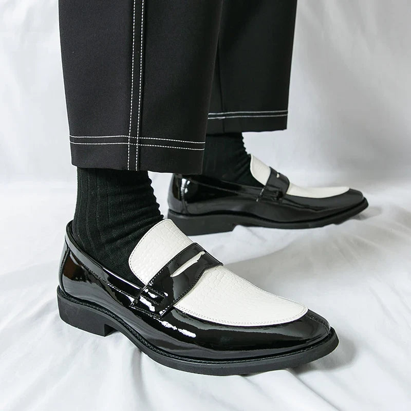 Loafers Shoes Men Color Blocked Business Casual Fashion Round Head Formal Wedding Shoes