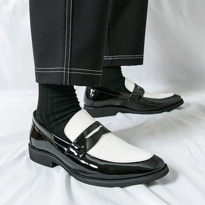 Loafers Shoes Men Color Blocked Business Casual Fashion Round Head Formal Wedding Shoes
