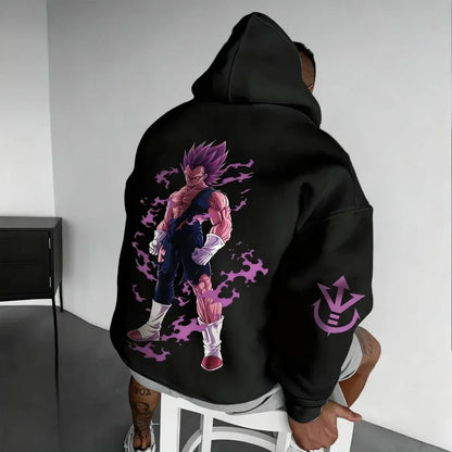 Anime Vegeta Printed Pullover 2025 Autumn/Winter Men's New Loose Casual Harajuku Plus Size Parent-child Top