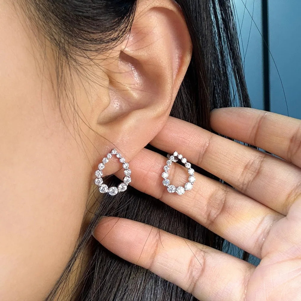 Waterdrop Full Moissanite Diamond Stud Earrings for Women S925 Silver Plated 18k Gold Hollow Teardrop Eear Studs Fine Jewelry