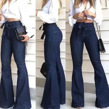 Calça Jeans Feminina Boca Larga com Zíper Bolsos Chapados Streetwear