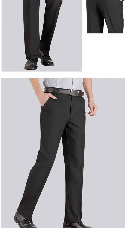 Mens Formal Pants Summer Thin Autumn Thick Black Blue Grey Stretch Bussiness Loose Suit Office Plus Size Trousers GOZBKF
