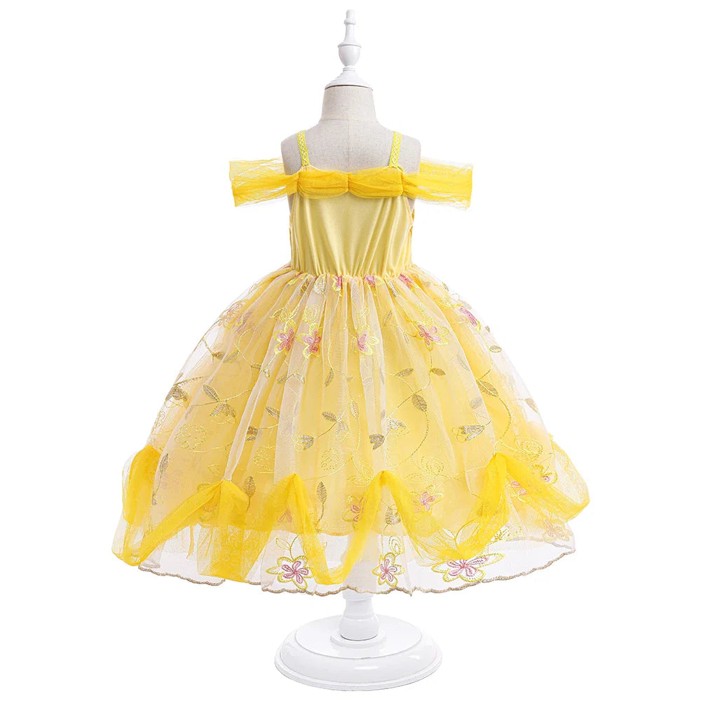 Fancy Girls Belle Halloween Costumes Carnival Cosplay Cartoon Christmas Beauty Party Princess Dress Tulle Birthday Kids Clothing