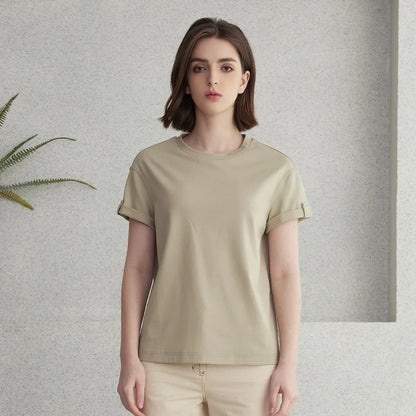 Summer Short Sleeved Clothes Premium Luxury Women's Clothing Combed Cotton Tshirts pima cotton Tee Shirt