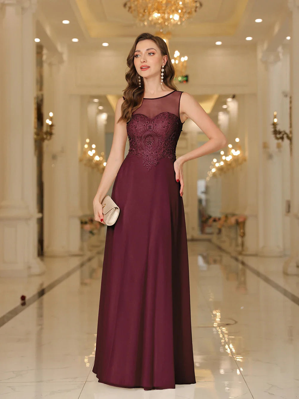 Long Mermaid Evening Dresses Burgundy V Neck Fish Bone Lace Formal Party Prom Maxi Gowns Elegant Robe De Soiree 2025