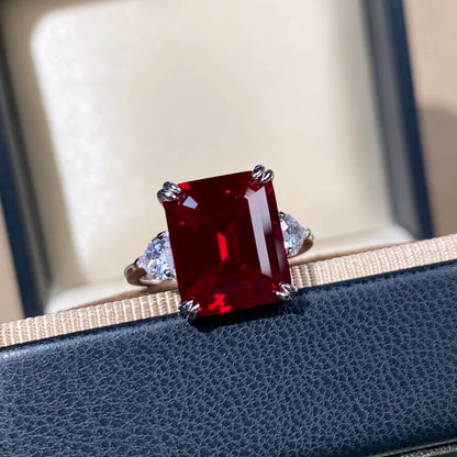Luxury Platinum Solid Platinum PT950 Unisex Ring, Ruby Diamond, High Beauty Jewelry