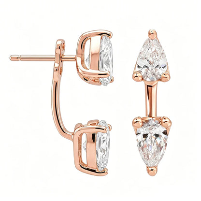 2 Stone Pear Cut Moissanite Stud Earrings for Women S925 Silver 2cttw All Lab Diamond Earring Pierced Ear Fine Jewelry Gift
