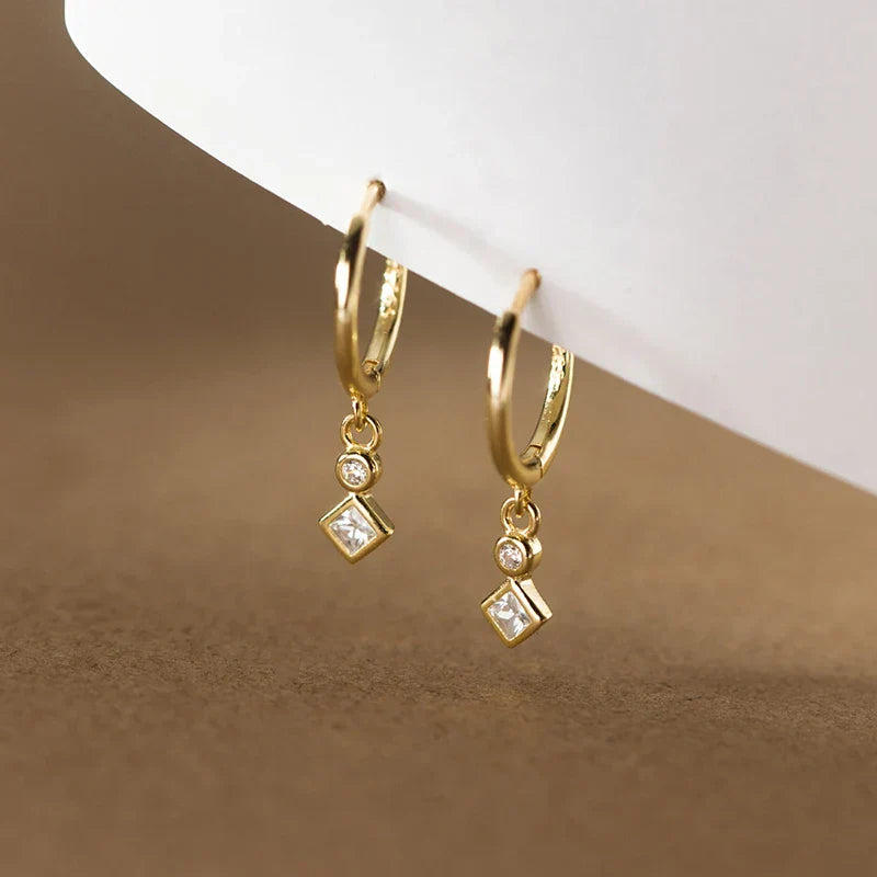 925 Sterling Silver Luxury Zircon Statement Charms Drop Earrings for Women Fashion European Huggies Party Dangle Jewelry