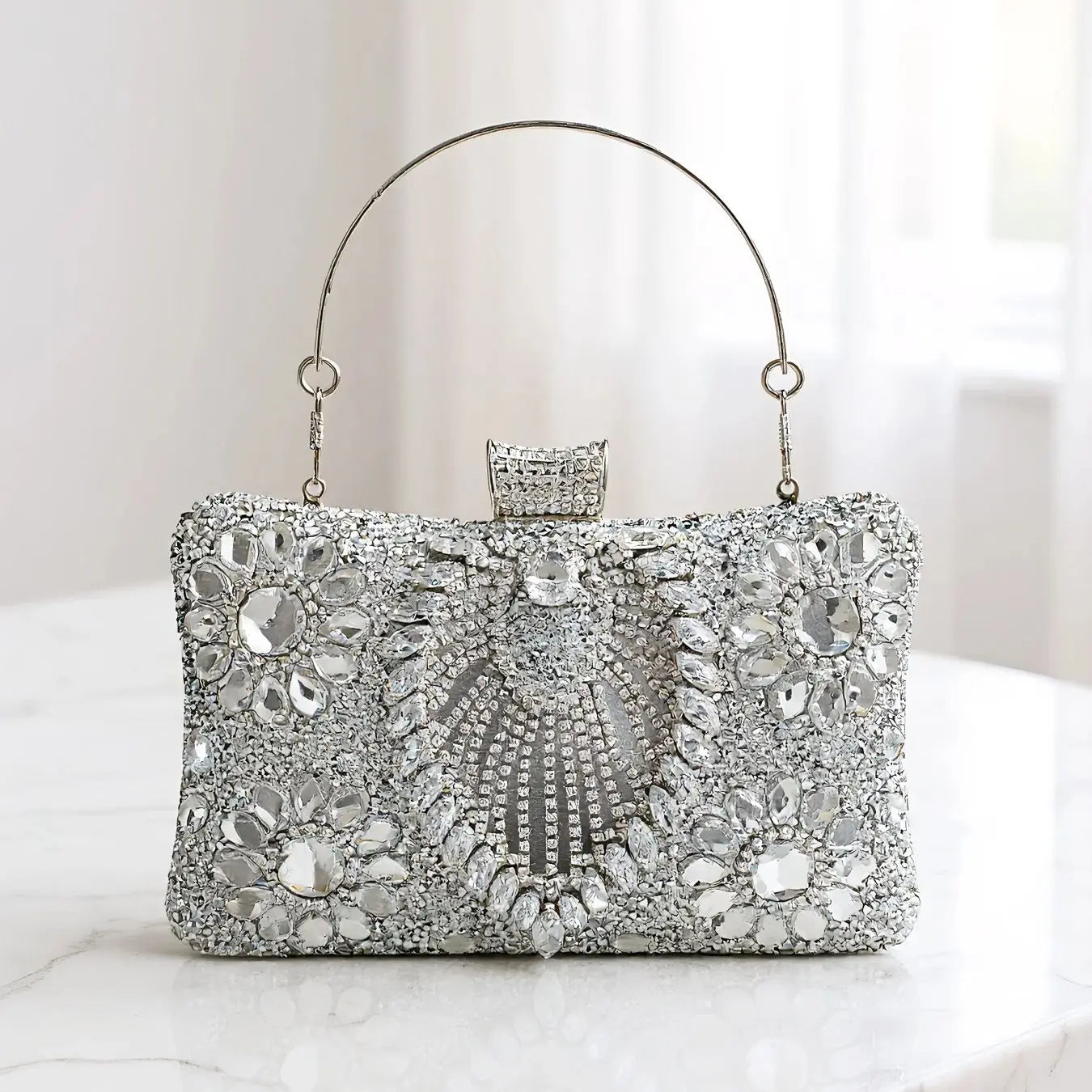 Acrylic Flower One Side Glitter Tassel Women Evening Bags Diamonds Small Day Clutch Luxury New Chain Shoulder Handbags For Party