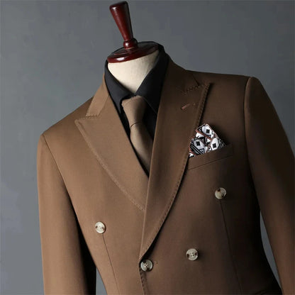 New Classic Business Men's 2-Piece Suit Jacket Pants Slim Fit Groom Formal Event Men Clothing Temperament Wedding Dating Office