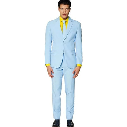 Men's 2-Piece Slim Fit Suit Set Breathable Polyester Wedding Groomsmen Formal Suit with Black Tie Option