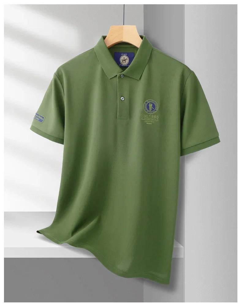 Luxury brand badge embroidery polo shirt short sleeve men's summer top fashionable breathable lightweight comfort casual T-shirt
