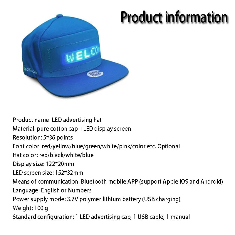 Hot LED Light Up Baseball Cap Neon Colorful Glowing Adjustable Sun Hats For Women Men Night Running Caps Travel Supplies