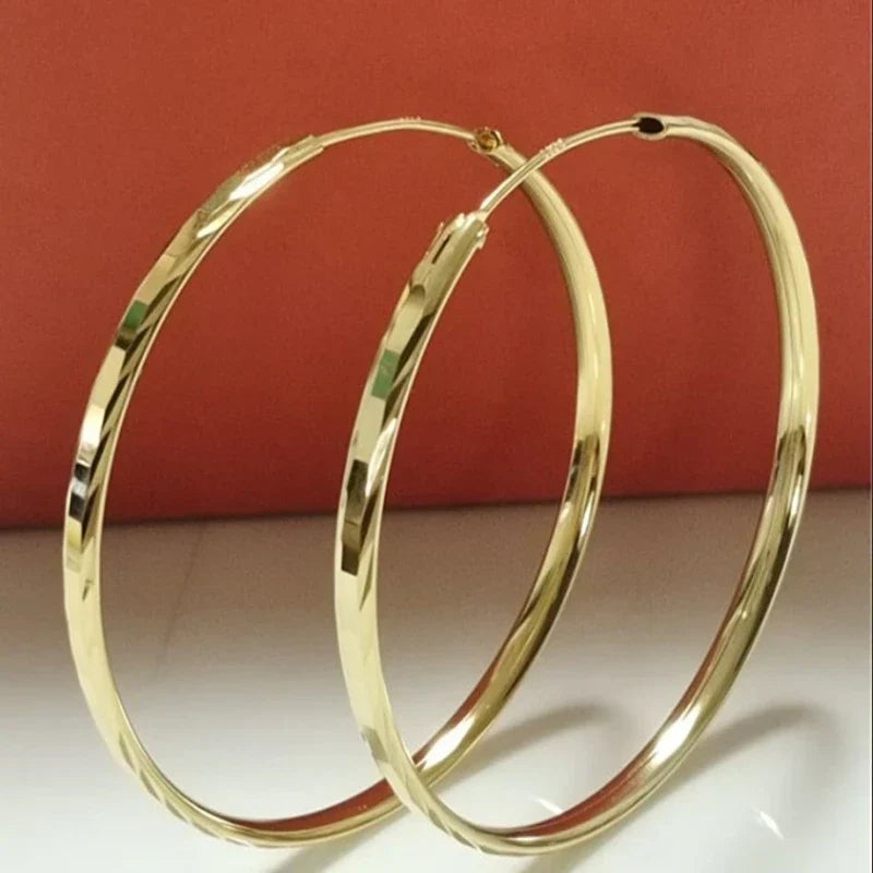 Senlissi - New Fashion 18K Gold Plated Hoop Earrings For Women 925 Sterling Silver Earring Cерьги Kольца Jewelry Girlfriend Gift