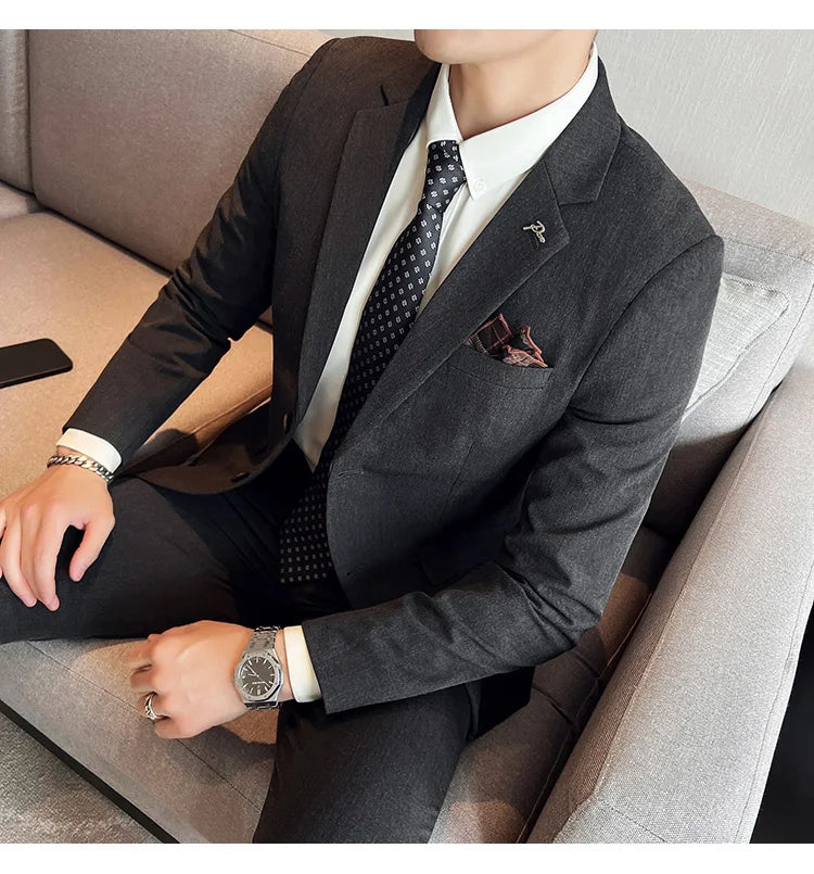 Terno Masculino Casual de Escritório Noivo Casamento Blazer Calça Social