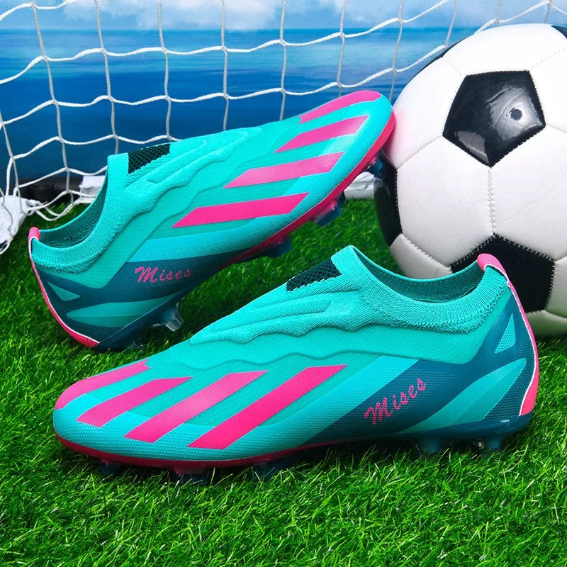 New Men Outdoor Football Boots Cleats Soccer Shoes Long Spikes FG Boys Non Slip Sport Training Breathable Match Comfortable