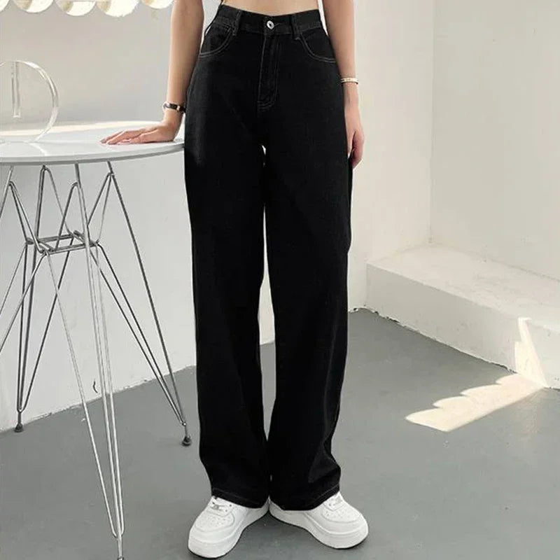 Woman High Waist Vintage Punk Wide Leg Jeans