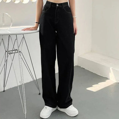 Woman High Waist Vintage Punk Wide Leg Jeans