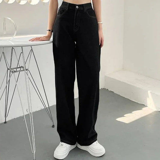 Woman High Waist Vintage Punk Wide Leg Jeans