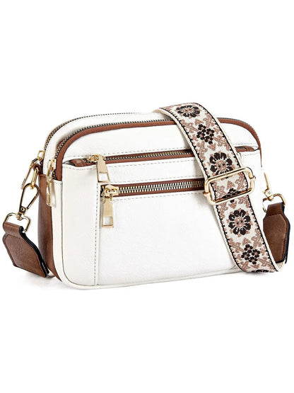 Ladies' Small Square Bag Two-tone Leather Crossbody Bag Large-capacity PU Crossbody Wallet Multi-functional Small Square Bag