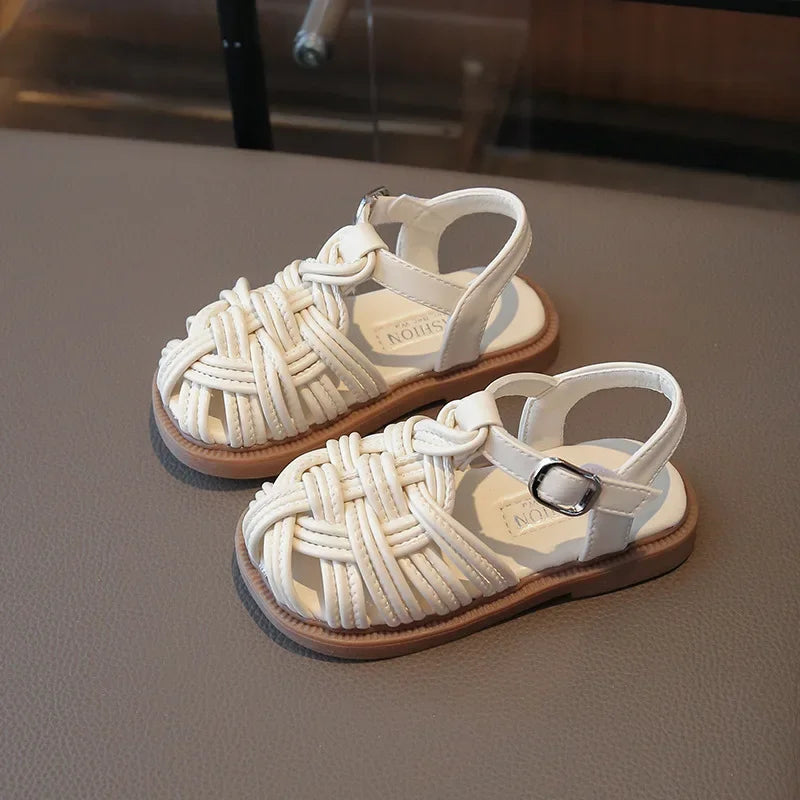 New Sandals Summer Children's Woven Casual Baby Shoes Girls Beach Shoes Slipper Size 22-31