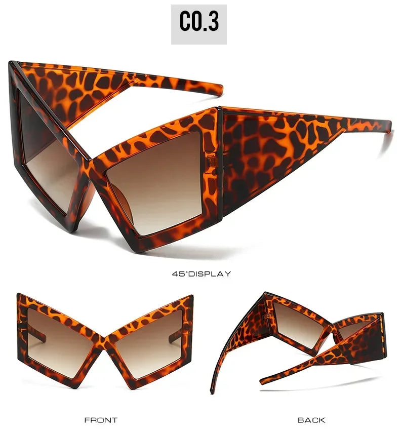 Fashion Oversized Cat Eye Sunglasses Women Red Shades UV400 Retro Gradient Men Wide Legs Sun Glasses